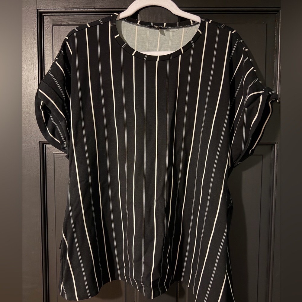 Express Black and White Striped Top